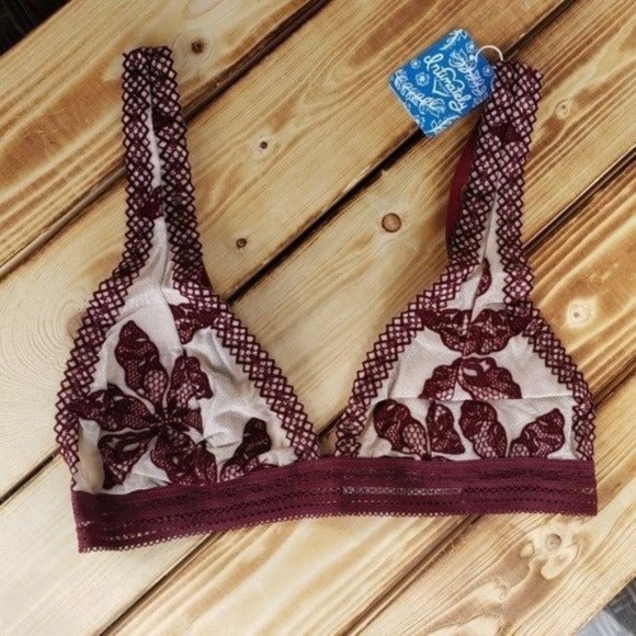 Free People Other - (S) Free People Wine Alia Lace Floral Br